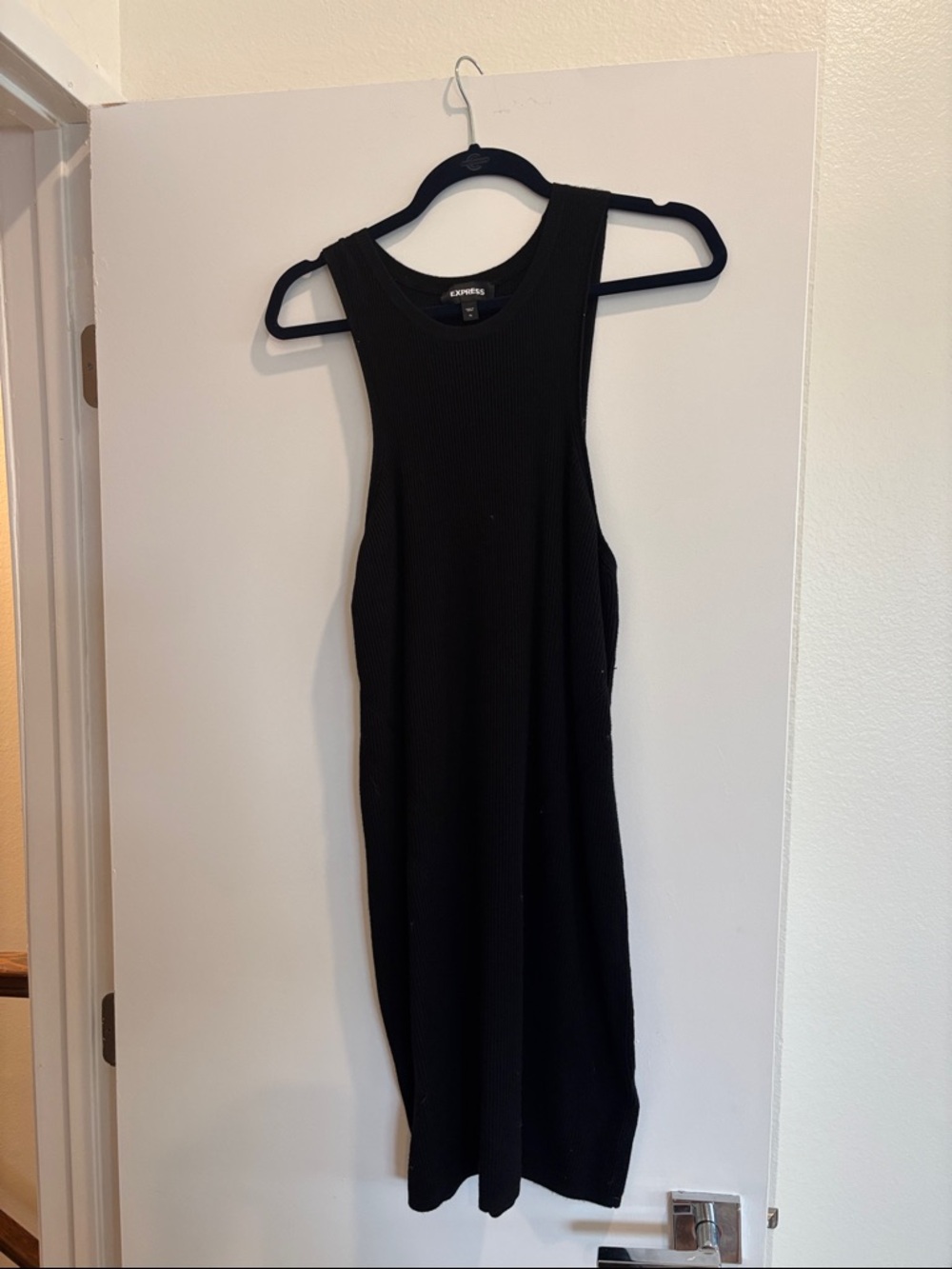Express Black Ribbed Midi Tank Dress